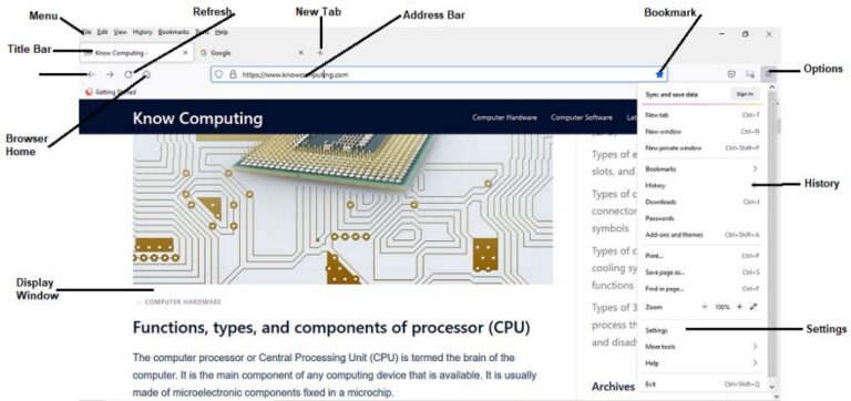 Functions and features of a web browser - Know Computing