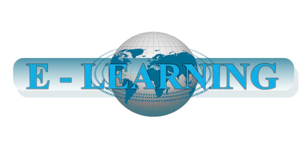 banner with e-learning name over a globe