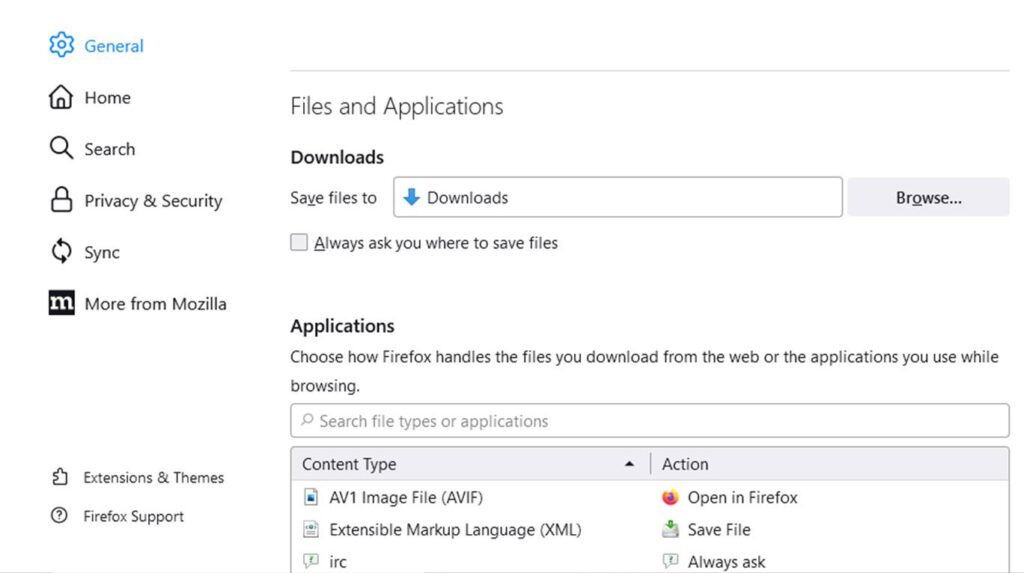 Changing download folder for downloaded files