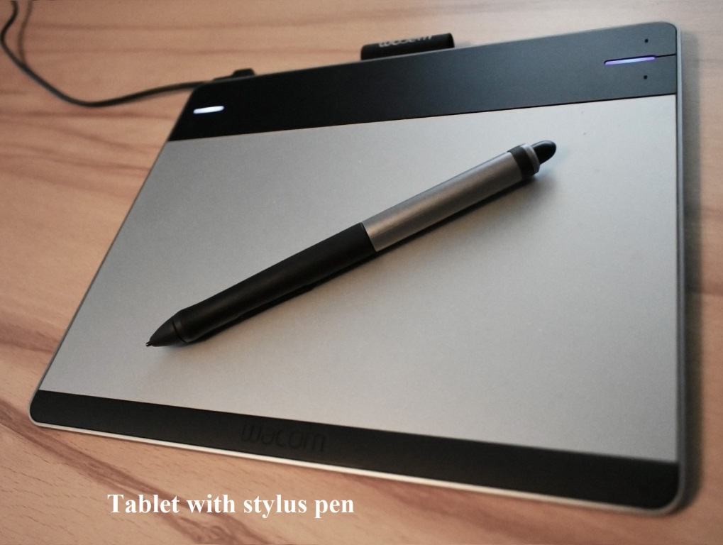 Tablet with a stylus pen for drawing